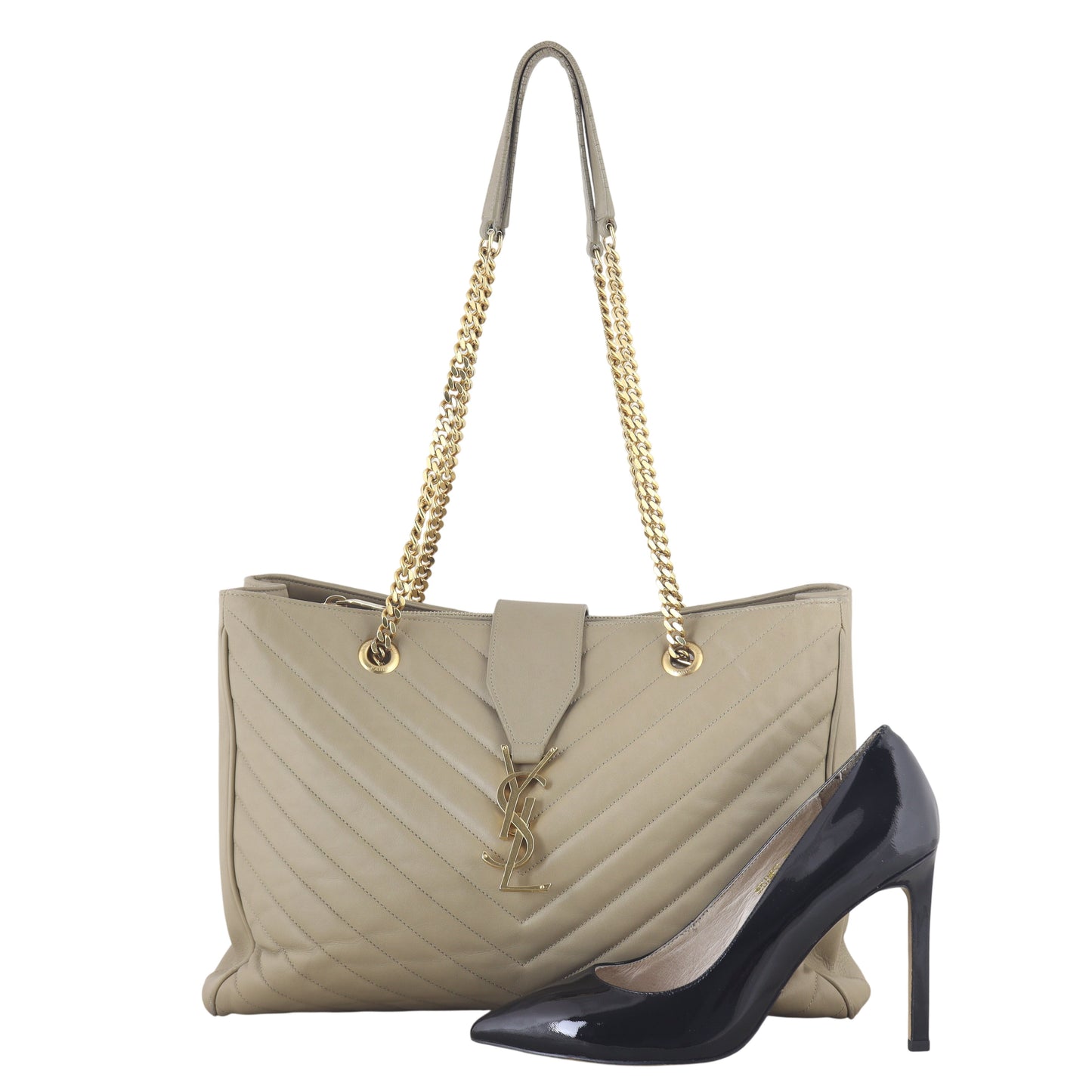 Saint Laurent Chevron Shopping Tote