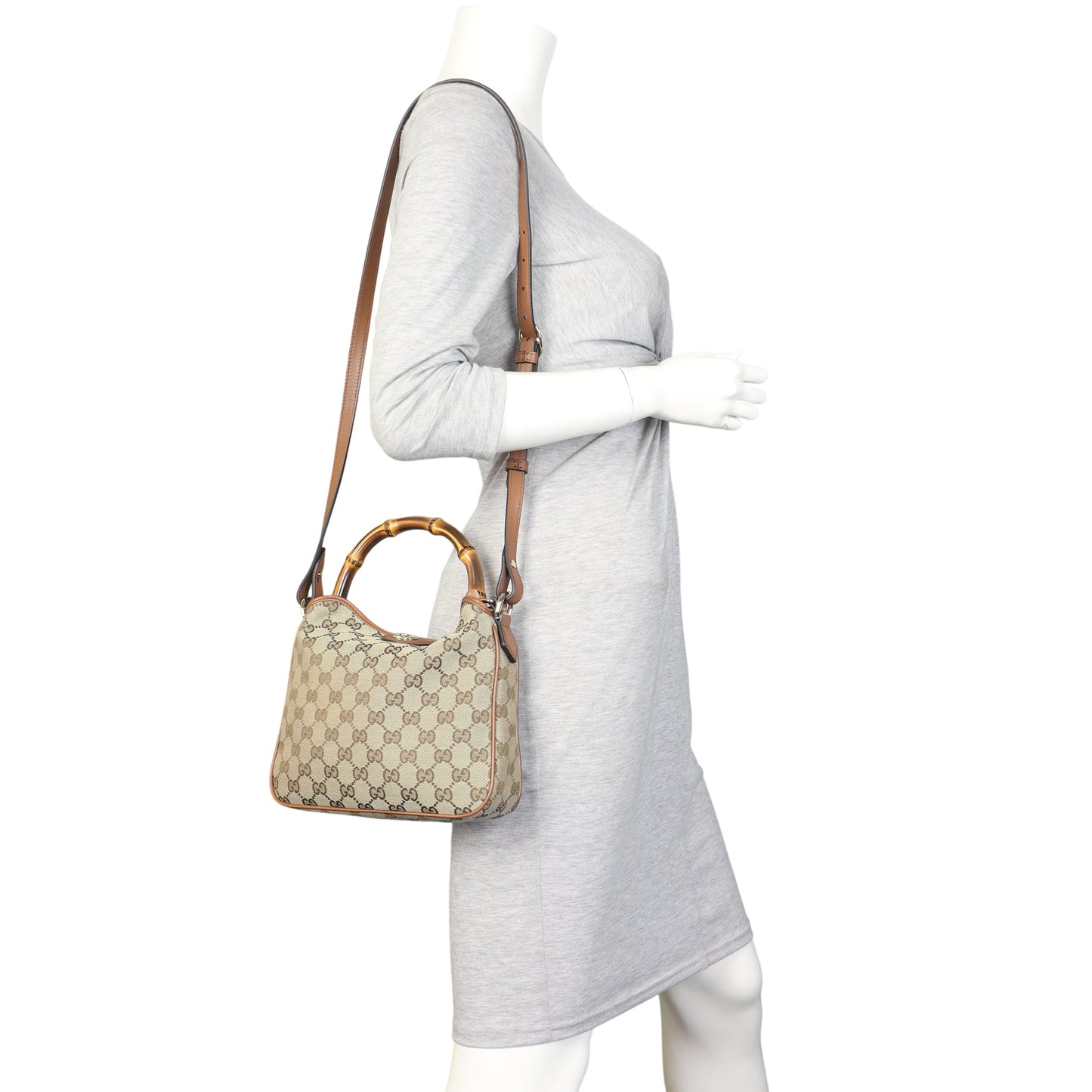 Gucci GG Diana Bamboo Top Handle Shoulder Bag Small