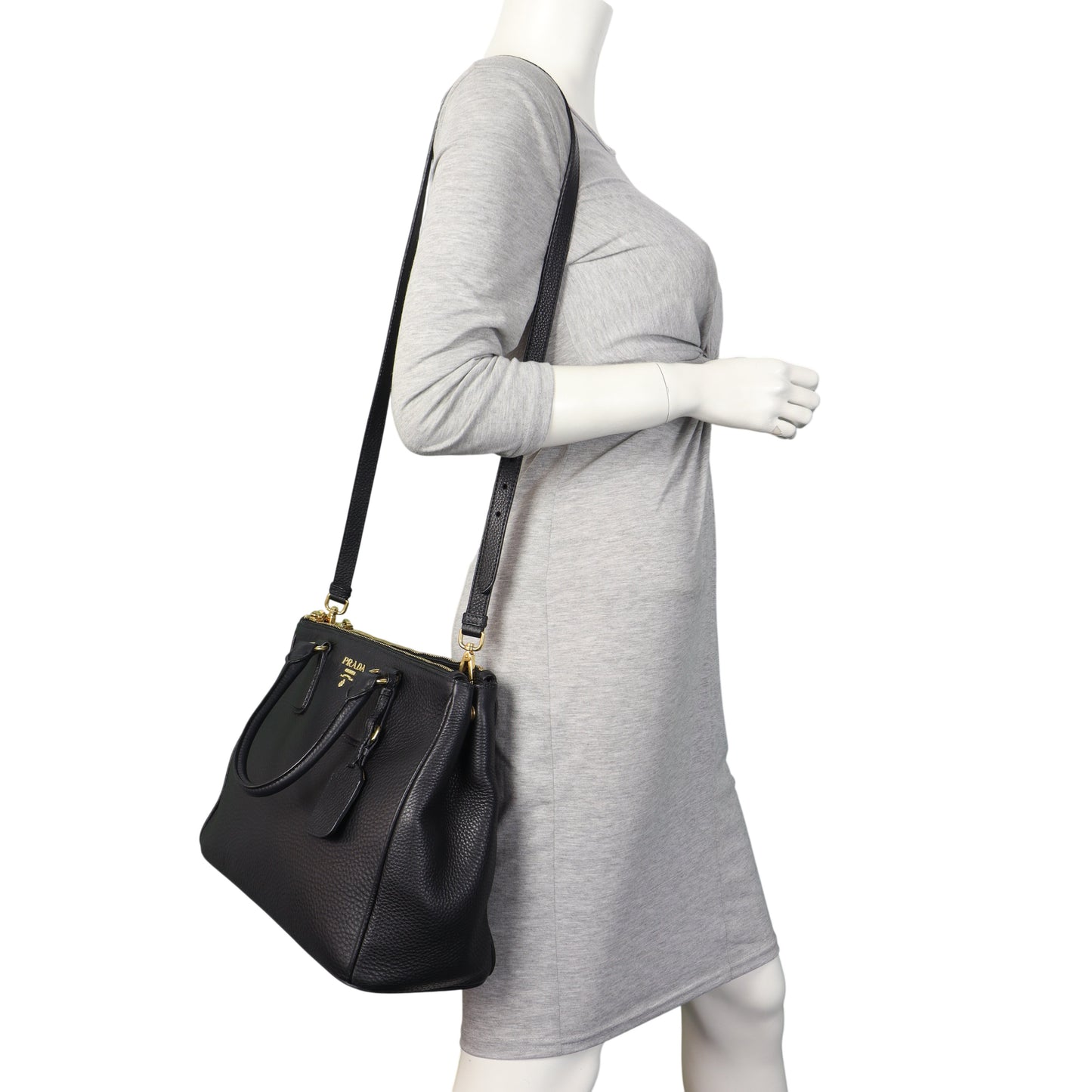 Prada Vitello Daino Double Zip Tote