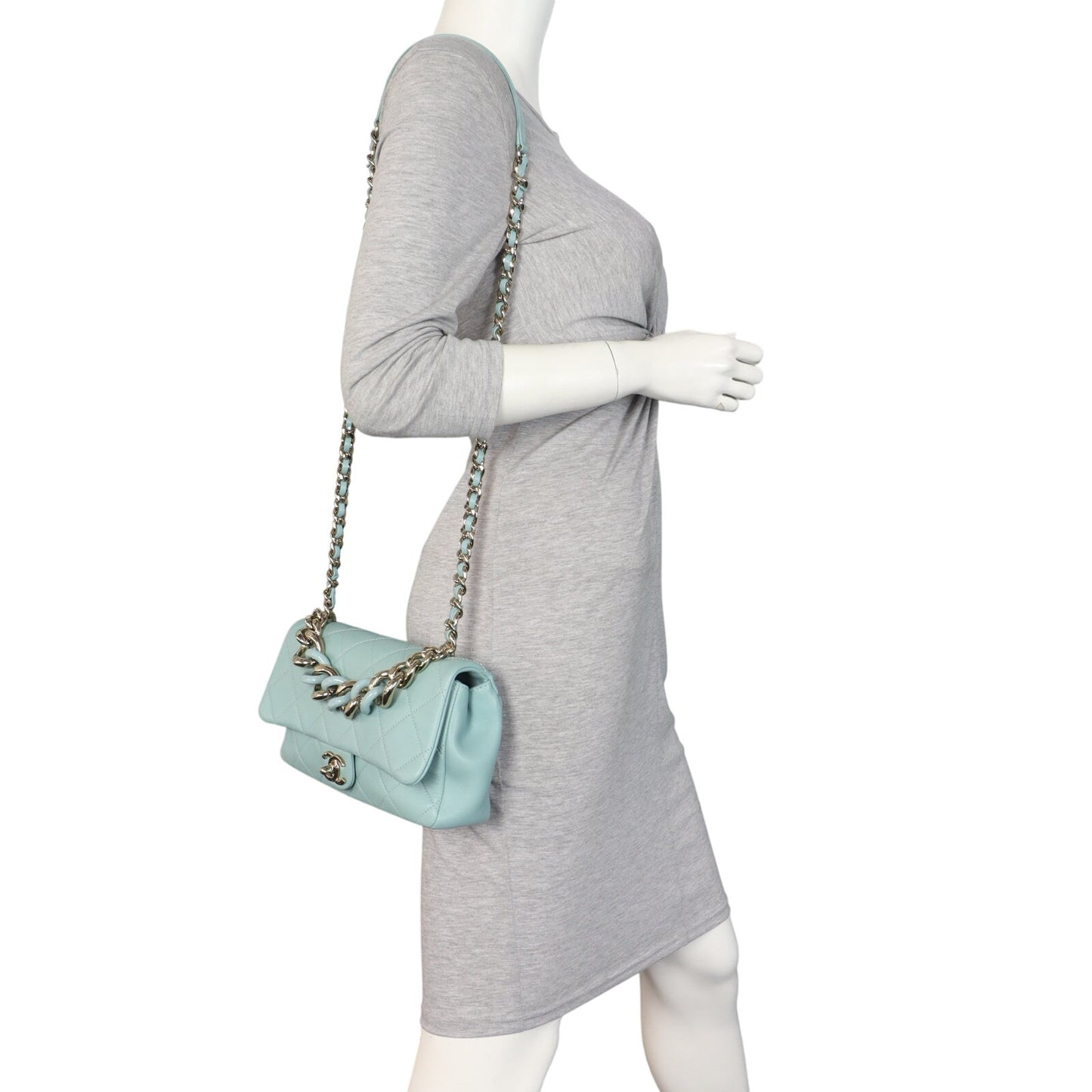 Chanel Elegant Plexi Double Chain Flap Bag