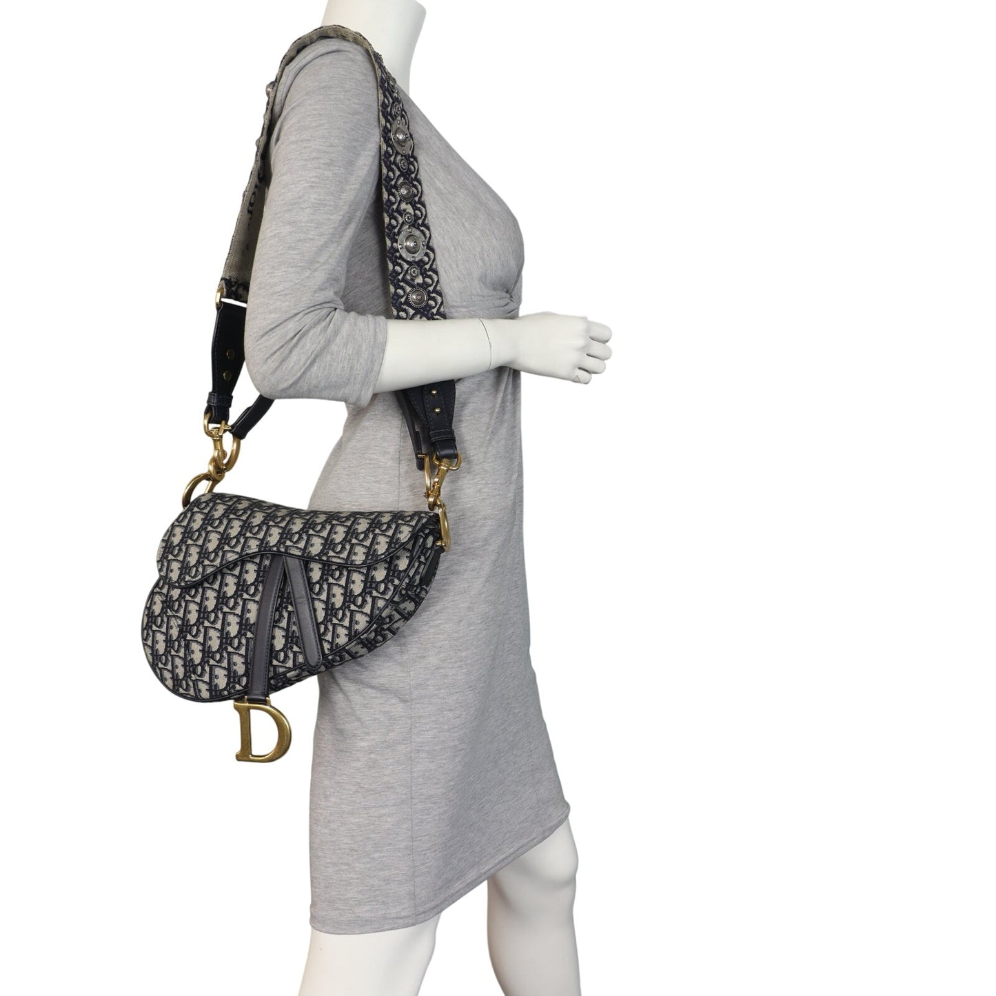 Dior Saddle Bag Oblique with Embroidered Strap