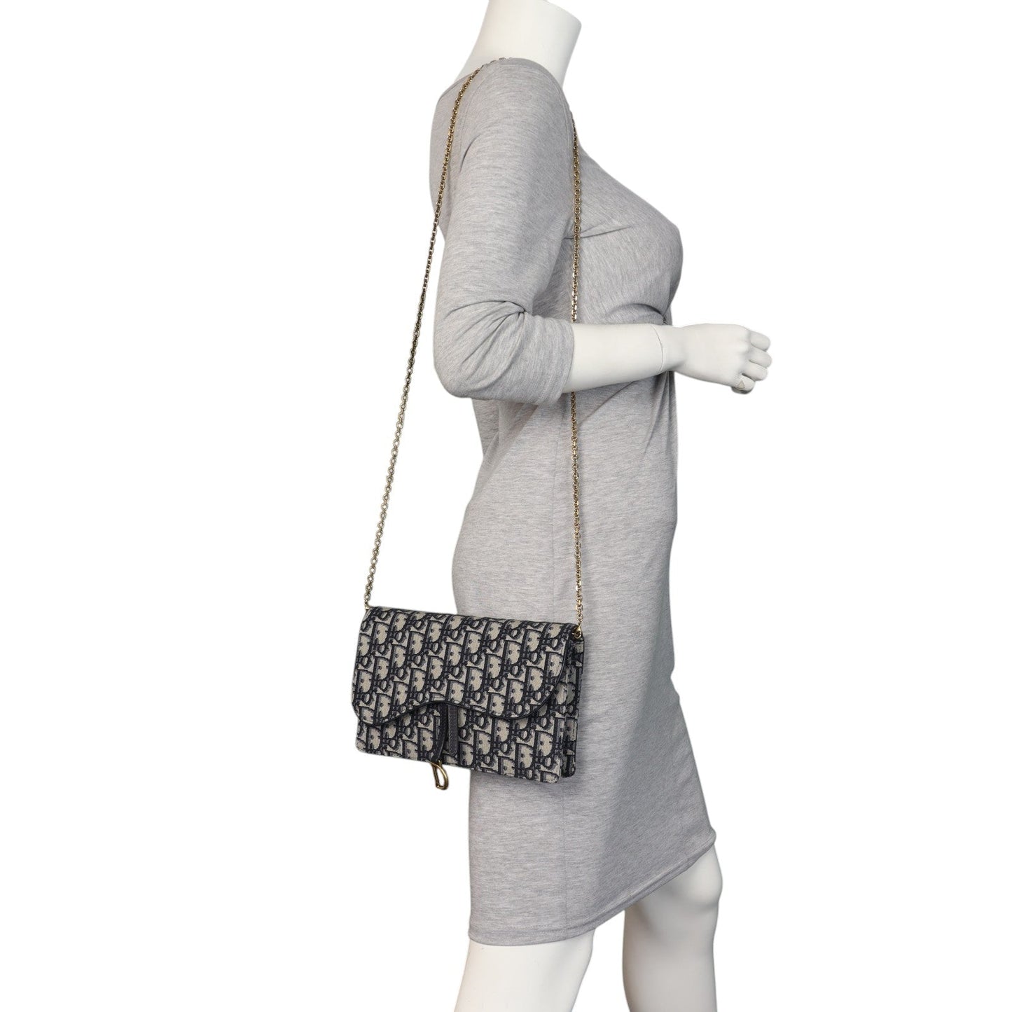 Dior Saddle Pouch Wallet on Chain Oblique