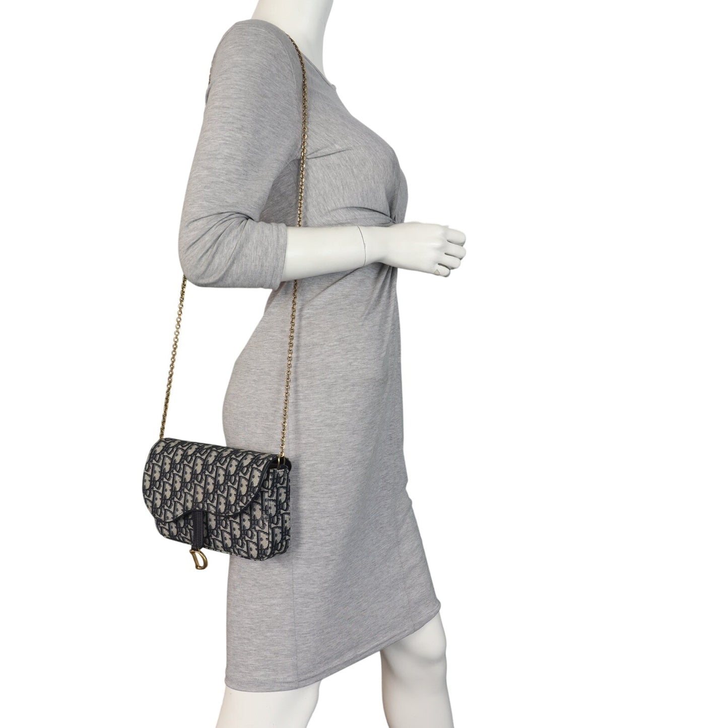 Dior Saddle Pouch Wallet on Chain Oblique