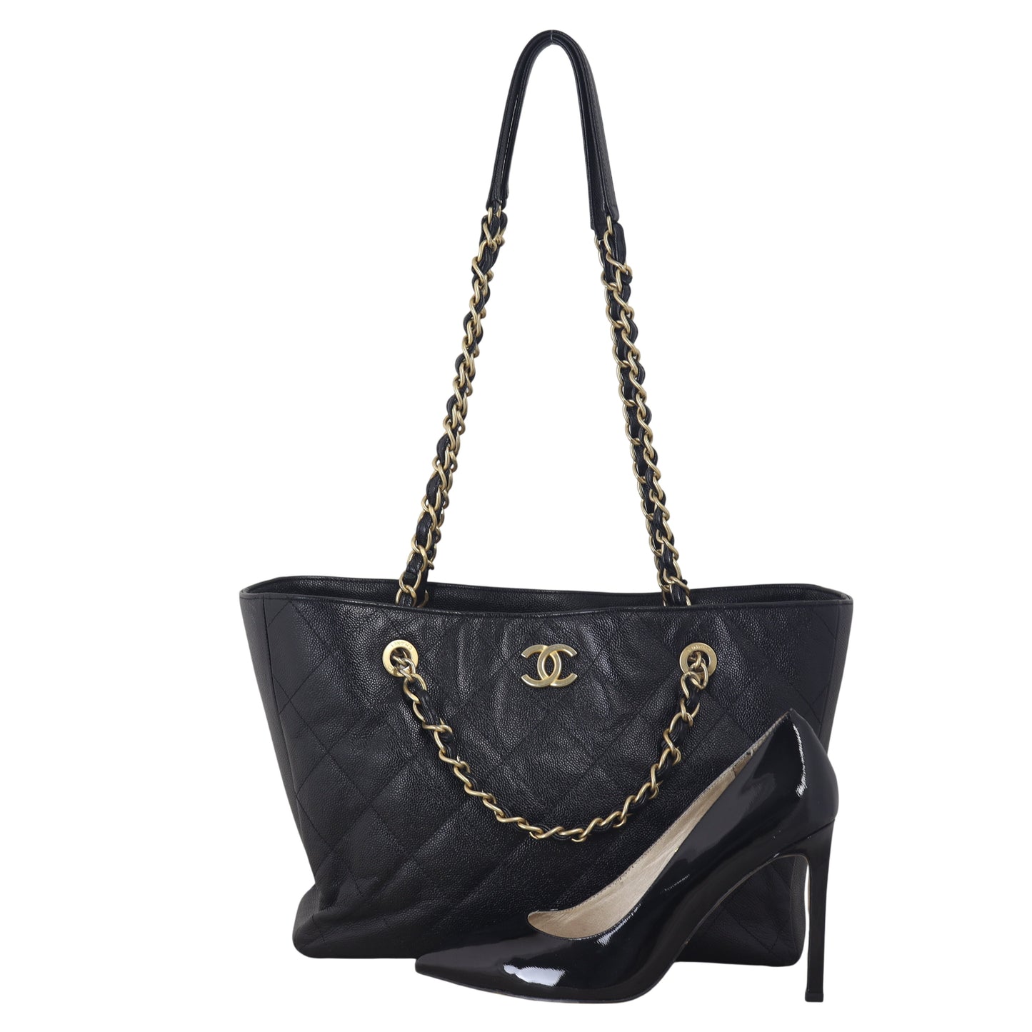 Chanel CC Trapezoid Chain Shopping Tote Small
