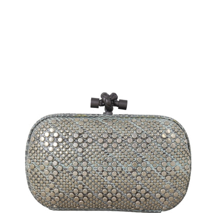 Bottega Veneta Knot Studded Python Trim Clutch