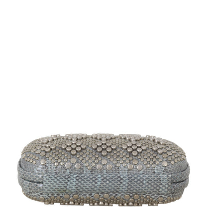 Bottega Veneta Knot Studded Python Trim Clutch