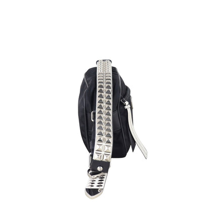Prada Tessuto Vela Studded Shoulder Bag