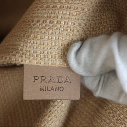 Prada Logo Raffia Tote