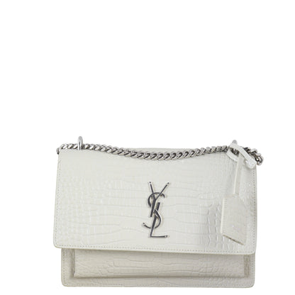 Saint Laurent Sunset Medium Croc-Embossed