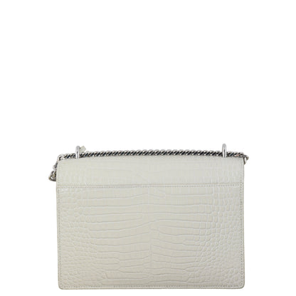 Saint Laurent Sunset Medium Croc-Embossed