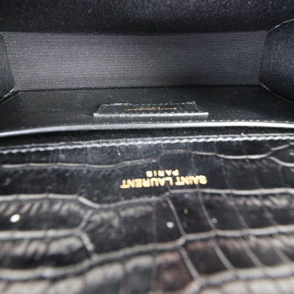 Saint Laurent Kate Tassel Chain Bag Small Croc-Embossed