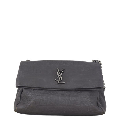 Saint Laurent West Hollywood Medium Croc-Embossed