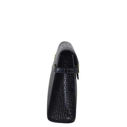 Saint Laurent Manhattan Shoulder Bag Medium Croc Embossed