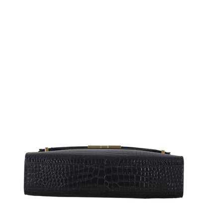 Saint Laurent Manhattan Shoulder Bag Medium Croc Embossed