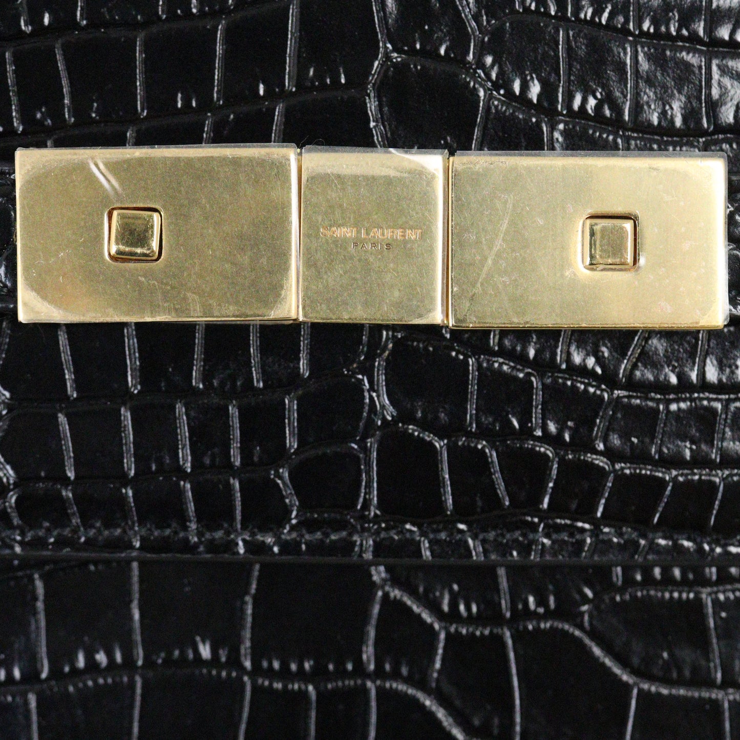 Saint Laurent Manhattan Shoulder Bag Medium Croc Embossed