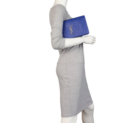 Saint Laurent Kate Clutch Croc-Embossed
