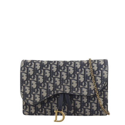 Dior Saddle Pouch Wallet on Chain Oblique