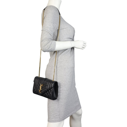 Saint Laurent Monogram Mix Matelasse Envelope Chain Bag Small