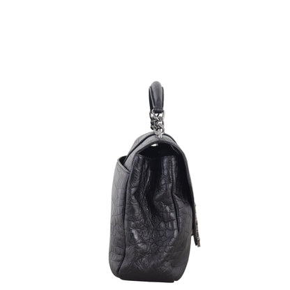 Saint Laurent College Large Croc Embossed