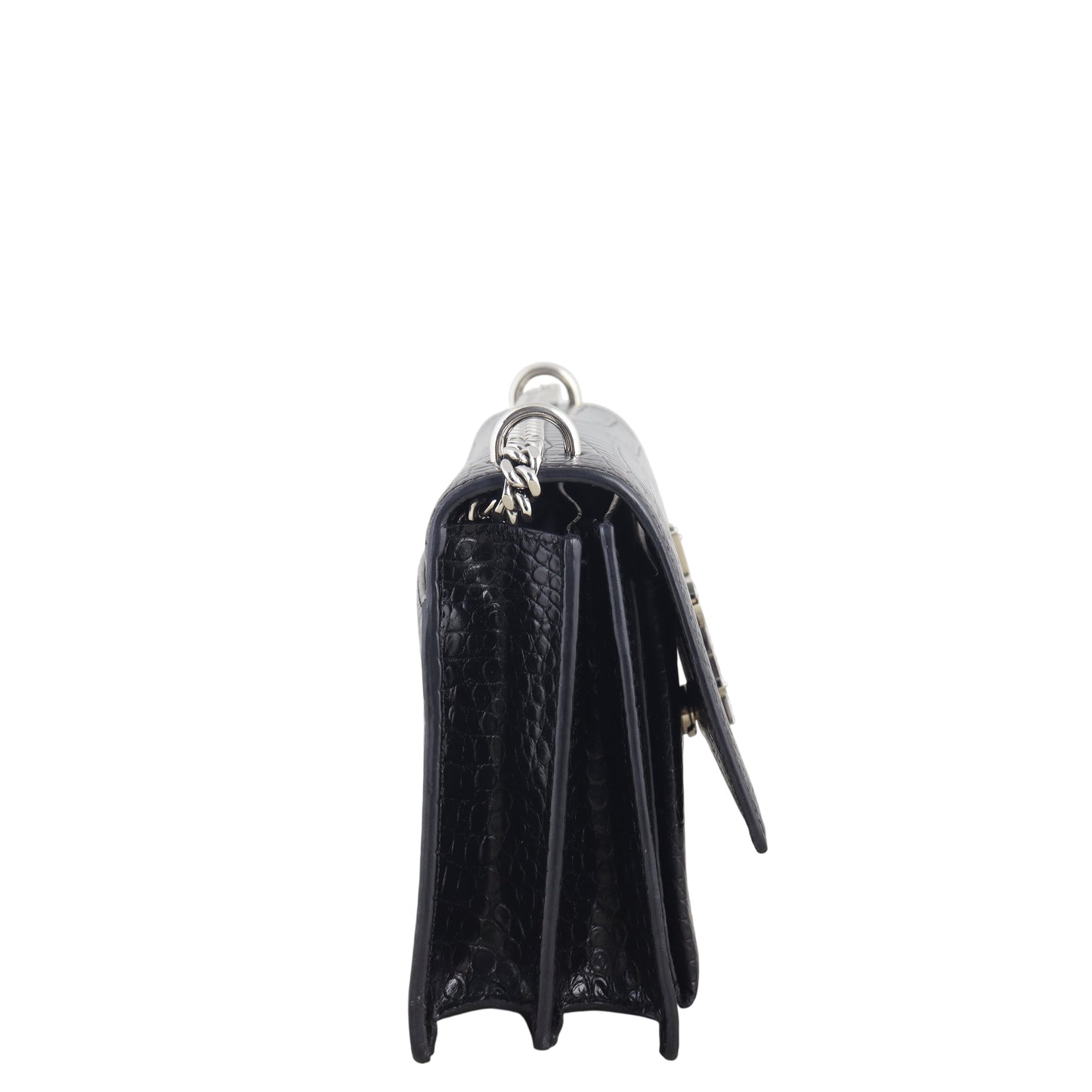 Saint Laurent Sunset Medium Croc-Embossed