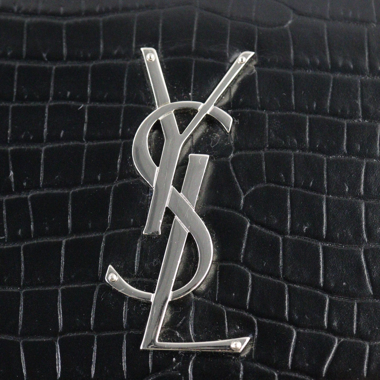 Saint Laurent Sunset Medium Croc-Embossed