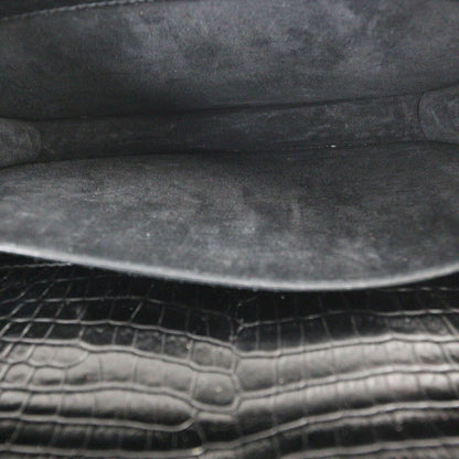 Saint Laurent Sunset Medium Croc-Embossed