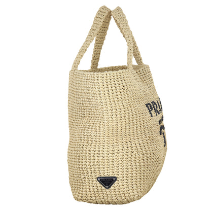 Prada Raffia Logo Tote Medium