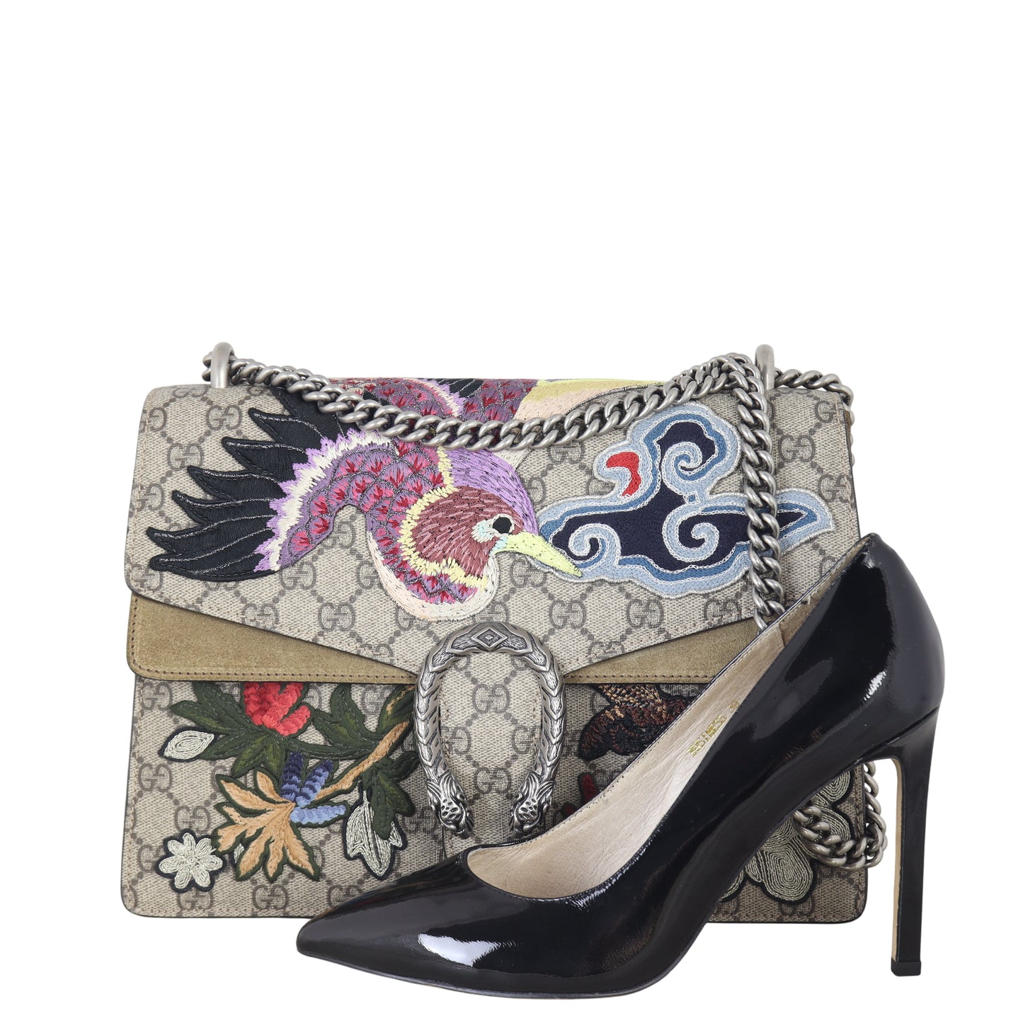 Gucci Dionysus GG Supreme Bird Embroidered Medium Shoulder Bag