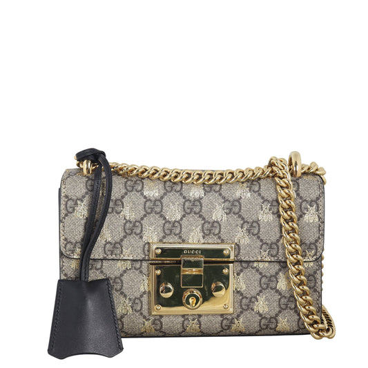 Gucci GG Supreme Bees Padlock Shoulder Bag