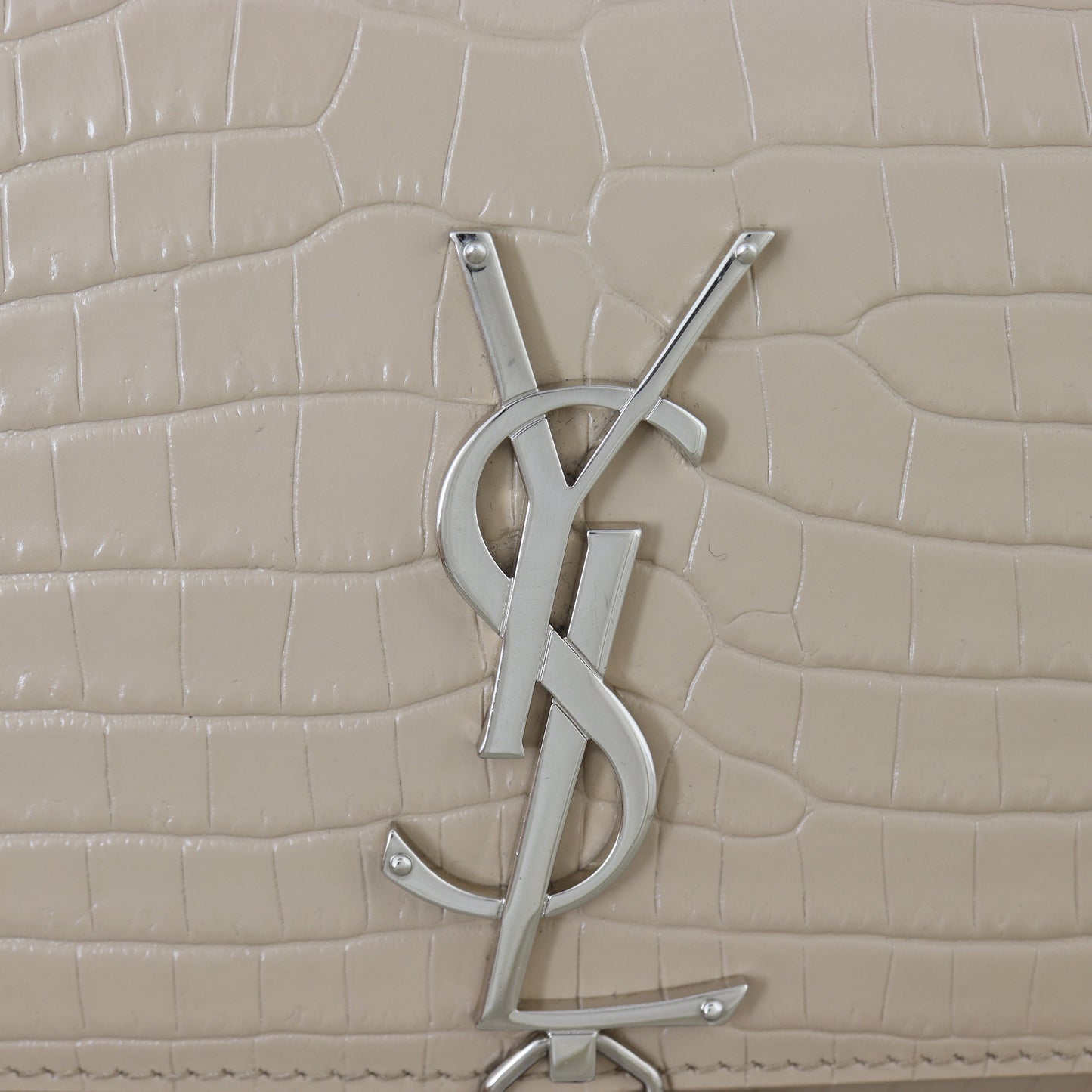 Saint Laurent Kate Tassel Chain Bag Medium Croc-Embossed