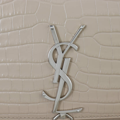 Saint Laurent Kate Tassel Chain Bag Medium Croc-Embossed