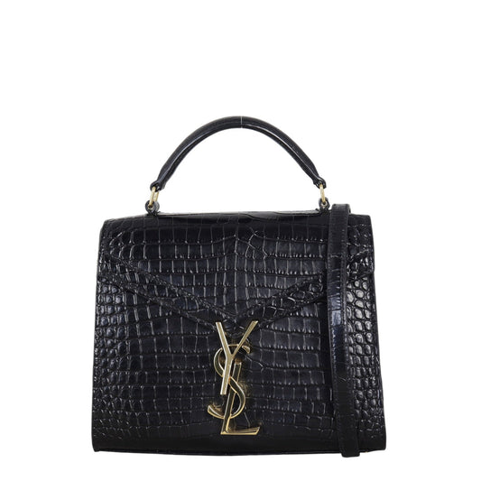 Saint Laurent Cassandra Top Handle Mini Croc-Embossed