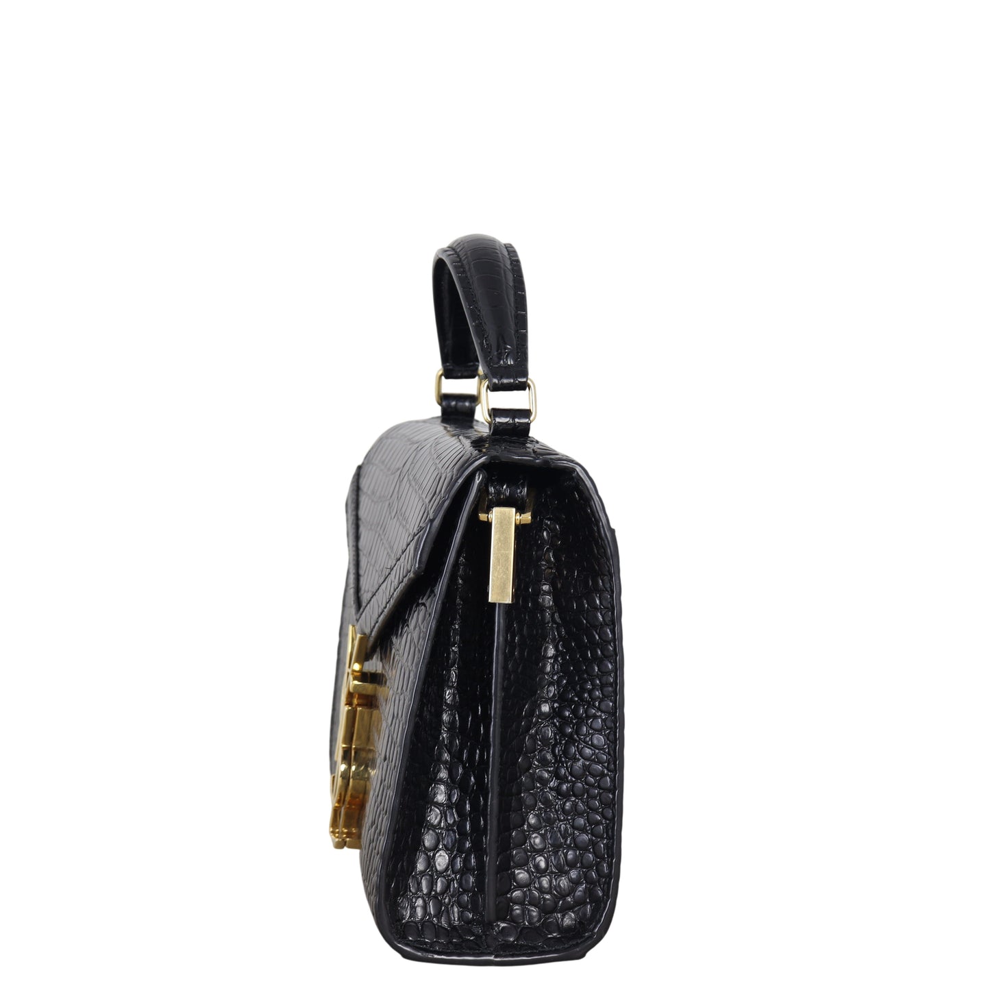 Saint Laurent Cassandra Top Handle Mini Croc-Embossed
