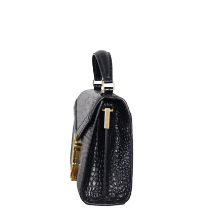 Saint Laurent Cassandra Top Handle Mini Croc-Embossed