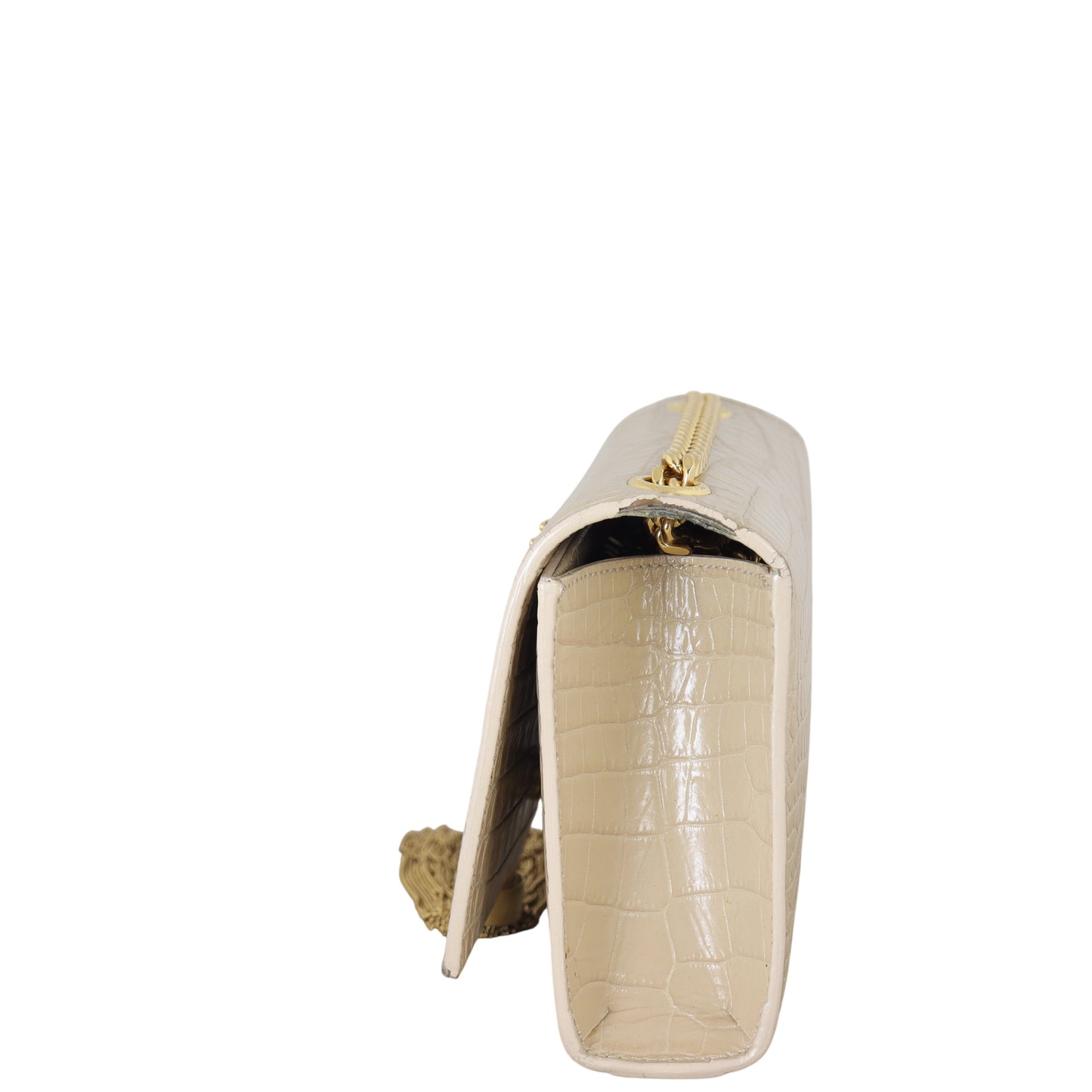Saint Laurent Kate Tassel Chain Bag Small Croc-Embossed