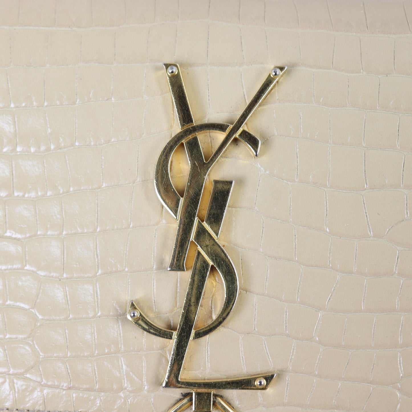 Saint Laurent Kate Tassel Chain Bag Small Croc-Embossed