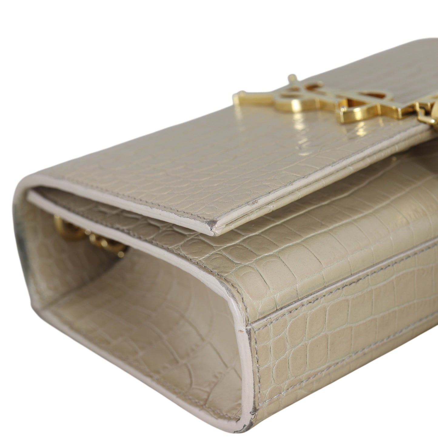 Saint Laurent Kate Tassel Chain Bag Small Croc-Embossed