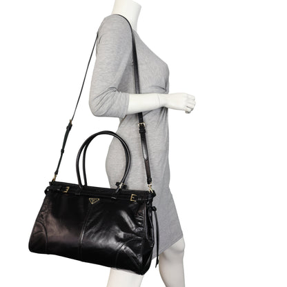 Prada Vitello Shine Bonnie Shoulder Bag Large