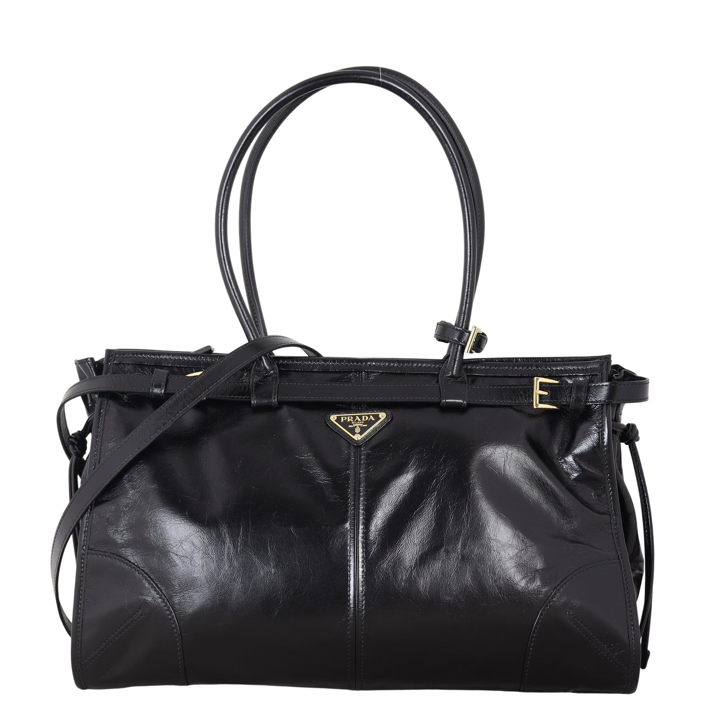 Prada Vitello Shine Bonnie Shoulder Bag Large
