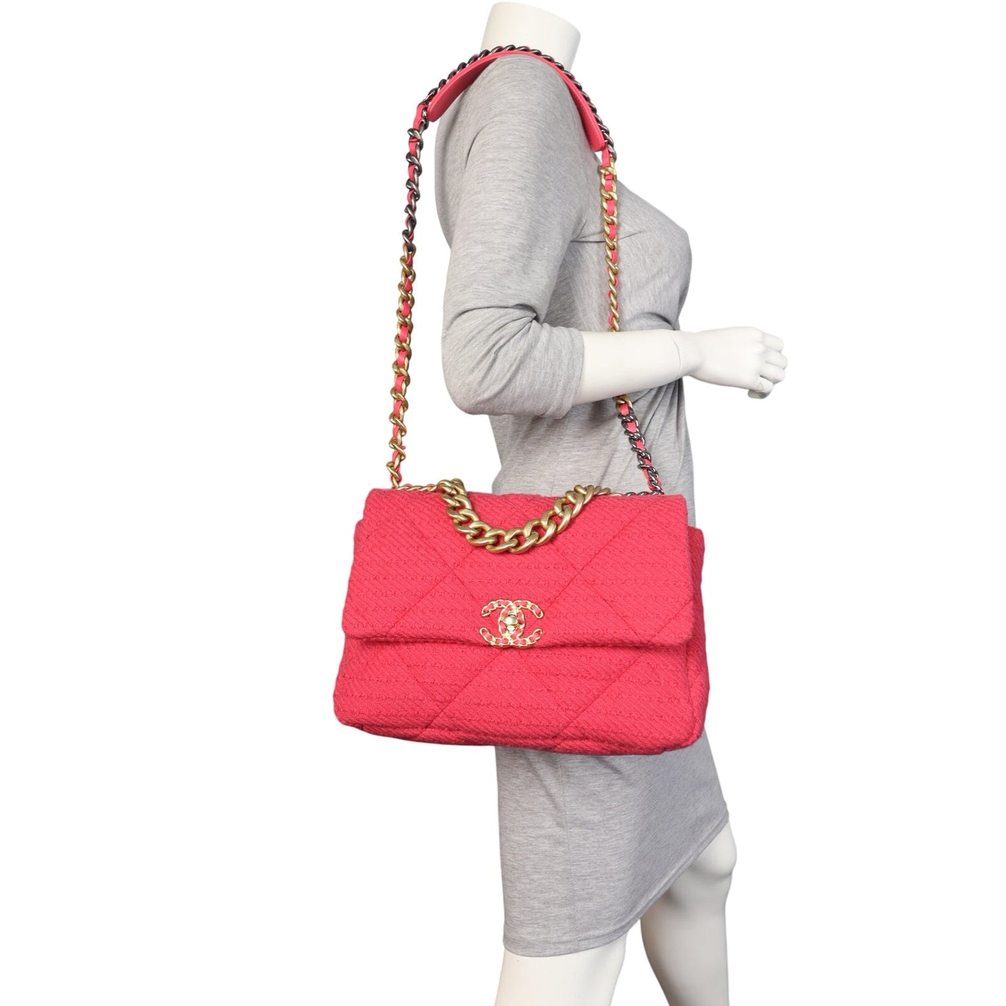 Chanel 19 Tweed Flap Bag Large