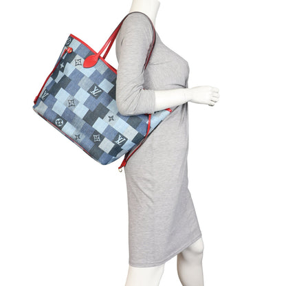 Louis Vuitton Neverfull MM Denim Rouge