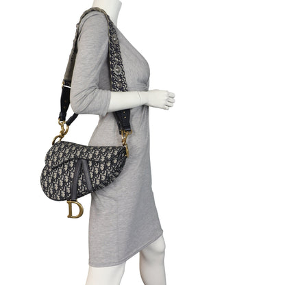 Dior Saddle Bag Oblique with Embroidered Strap