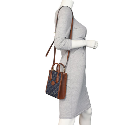 Gucci GG Denim Interlocking G Tote Mini