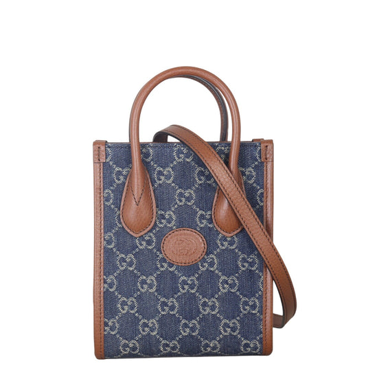 Gucci GG Denim Interlocking G Tote Mini