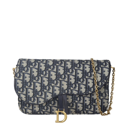 Dior Saddle Pouch Wallet on Chain Oblique