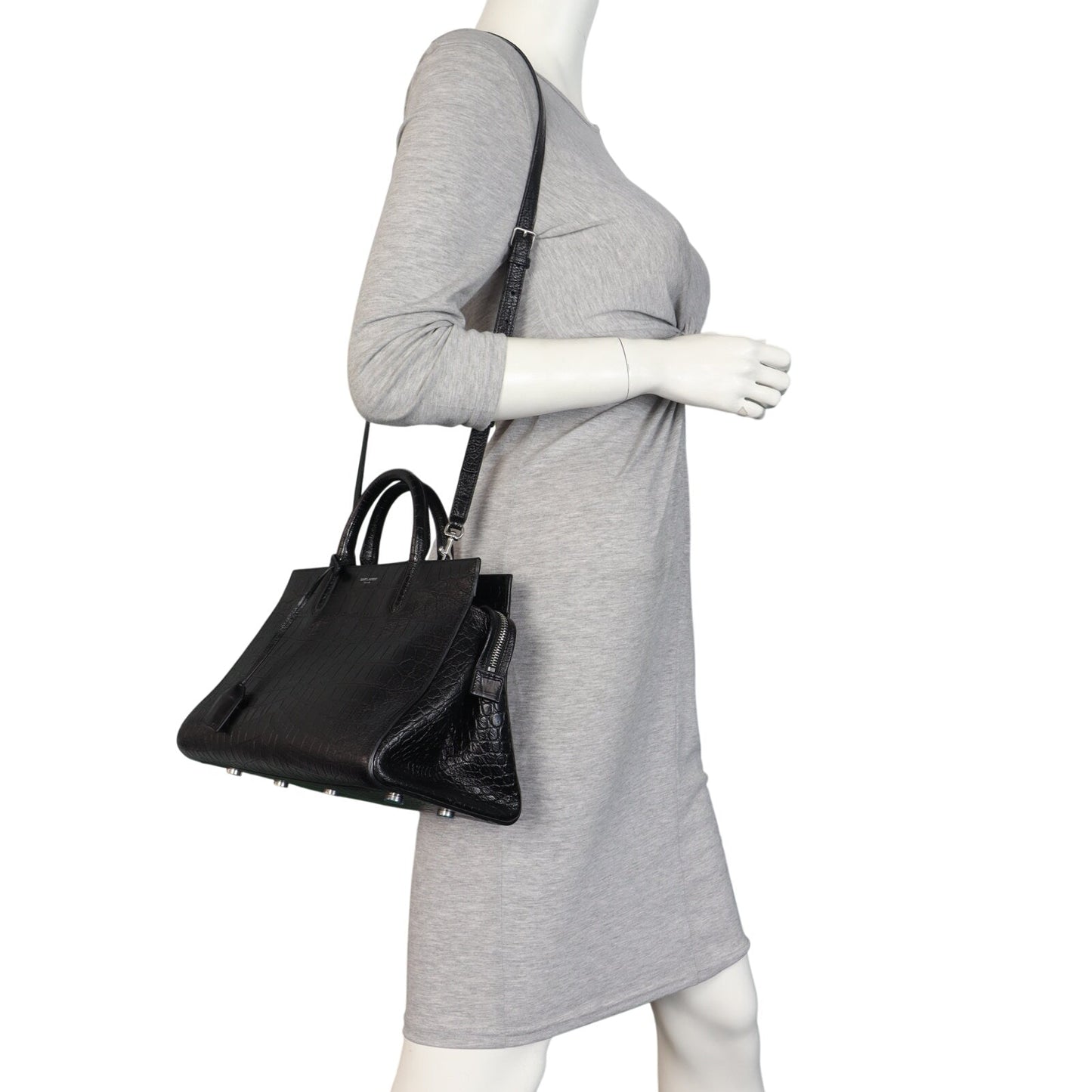 Saint Laurent Rive Gauche Cabas Tote Croc-Embossed