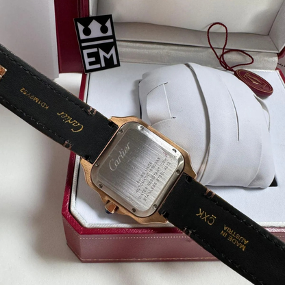 Cartier Santos Automatic – Gold with Brown Leather Strap
