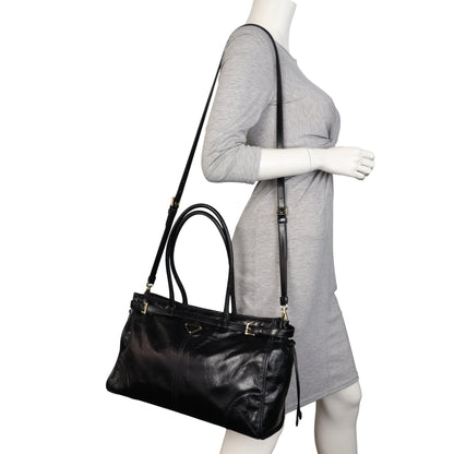 Prada Vitello Shine Bonnie Shoulder Bag Large