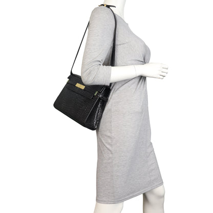 Saint Laurent Manhattan Shoulder Bag Medium Croc Embossed