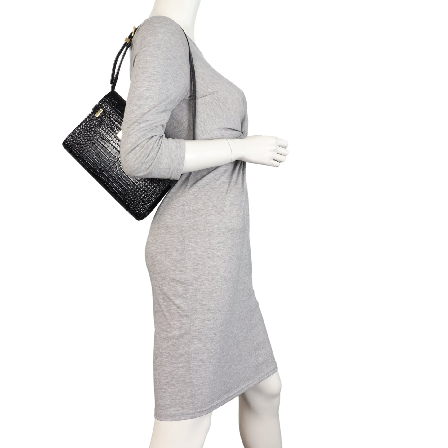 Saint Laurent Manhattan Shoulder Bag Small Croc Embossed